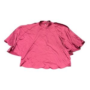 Rose pink silky blouse with cape sleeves